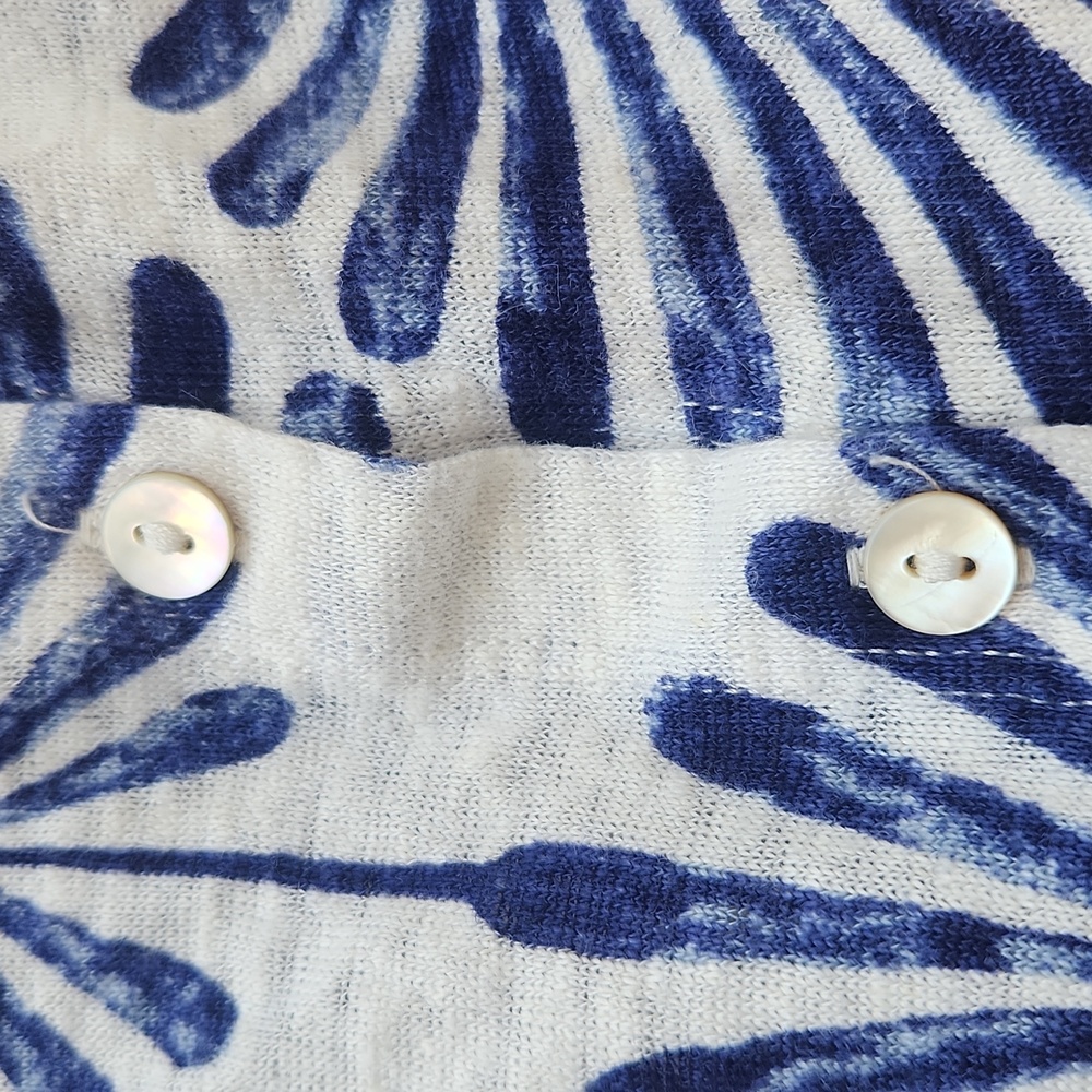 Joie 100% Linen Blouse Cap Sleeve Coastal White Blue L - Picture 7 of 16